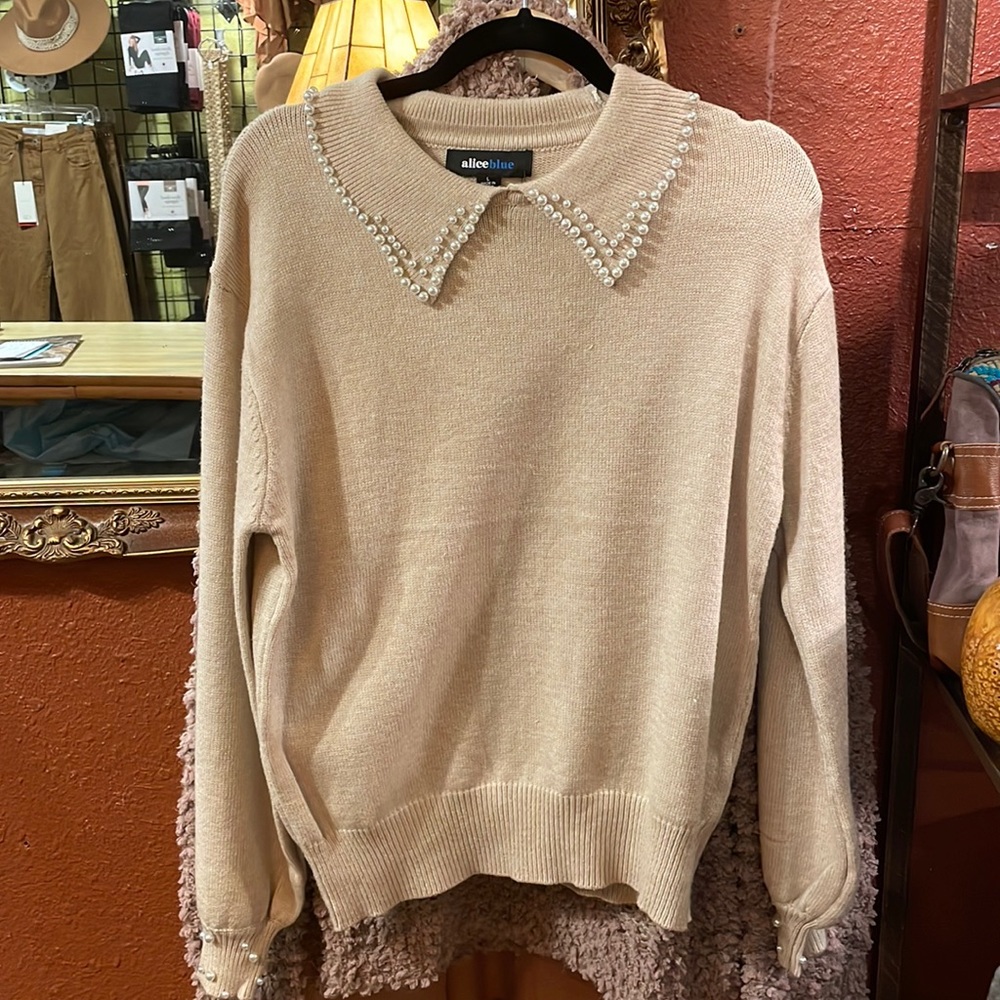 Alice Blue Pearl Collar Sweater